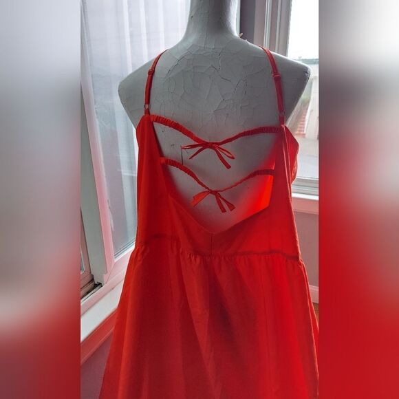 A New Day Flowy Halter Dress Size 24/22 NWT 3 Available 1 Orange/2 Cream - Picture 5 of 8